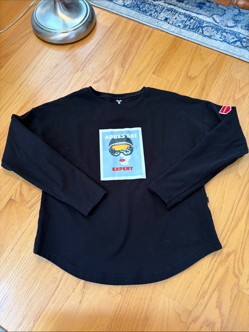 Fera Apres Ski Expert Black Crew Neck Long Sleeve Top Medium Stratton